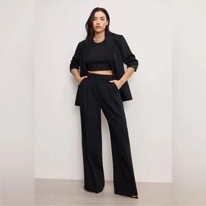 Good American luxe suiting column trousers | black001